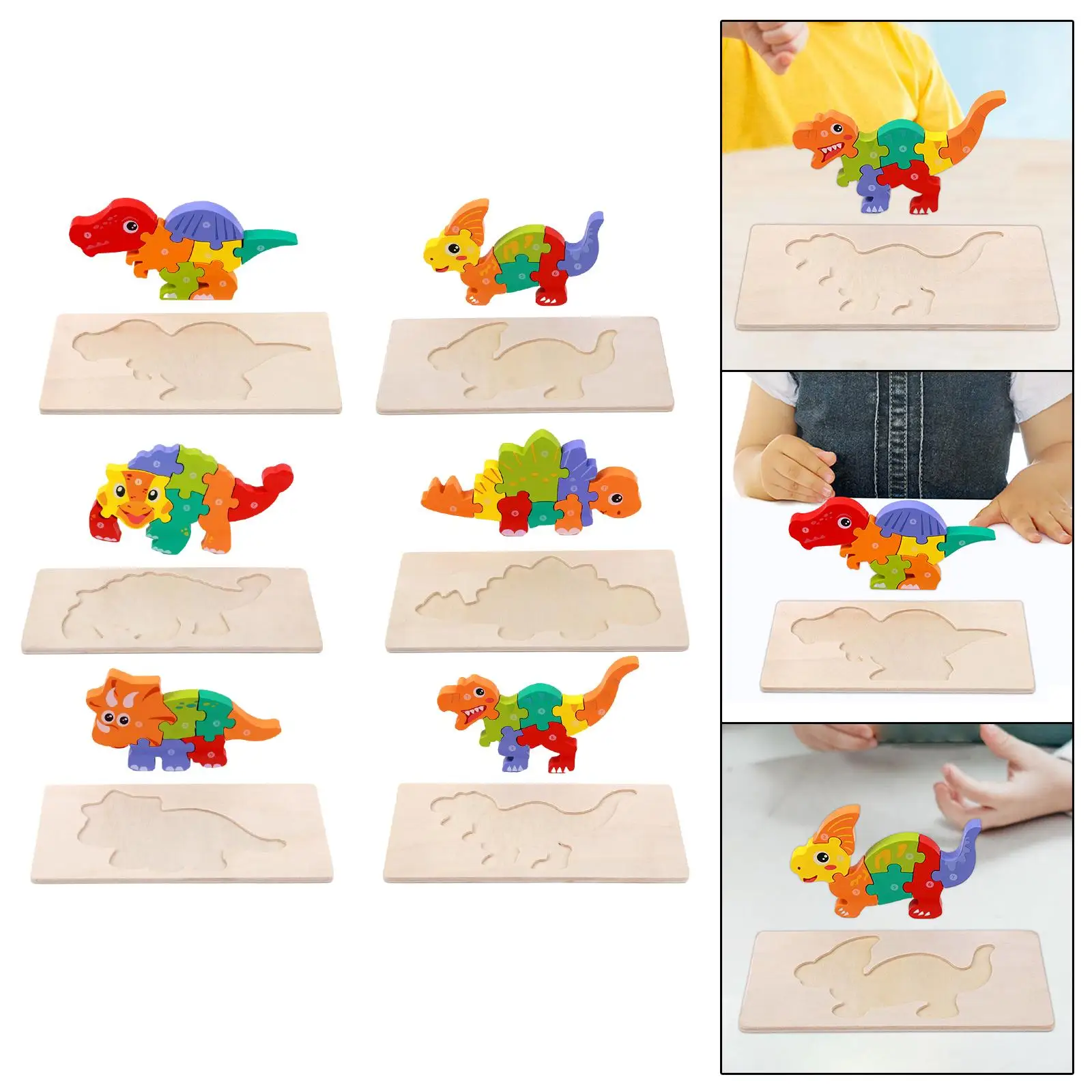 لغز خشبي للأطفال دينو الألغاز شكل مطابقة لعبة تعلم لعبة محرك دقيق