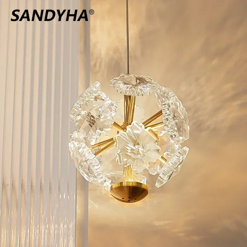 

Nordic Crystal Ceiling Chandelier Modern Lustre Dandelion Pendant Light Home Decor Dining Room Bedroom Bedside Hanging Line Lamp