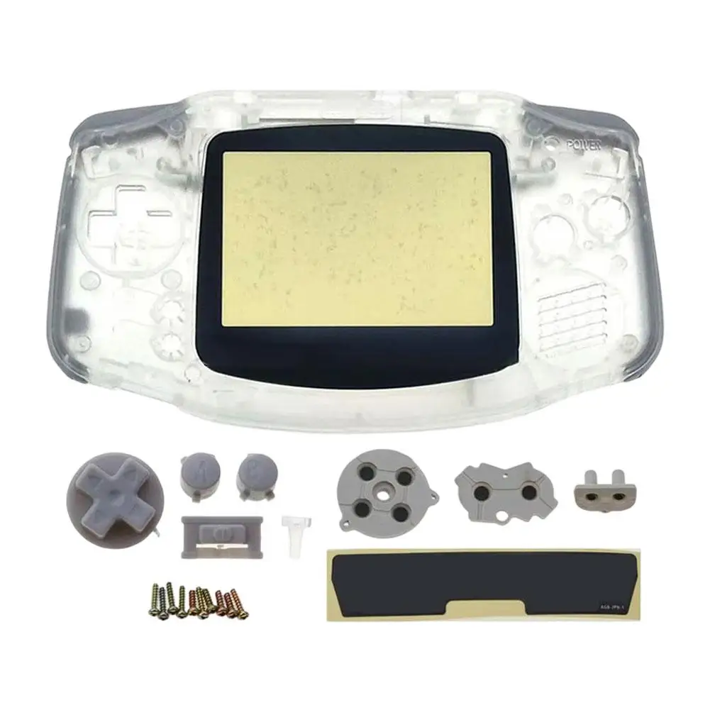 Klare Ersatzgehäuseabdeckung mit Tasten, maßgeschneidert für Game Boy GBA, Ersatzgehäuse-Kit, DIY-Gehäuse