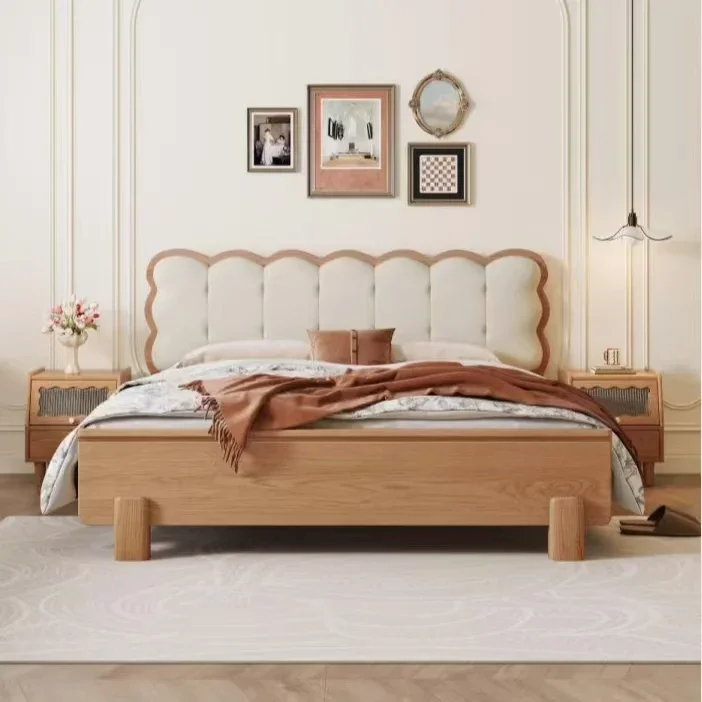 

# Hot For Modern Bed Simple Design Wooden Beds For Bedroom Furniture Queen King Single Adult Upholstered Bed Frame Villa Furnitu