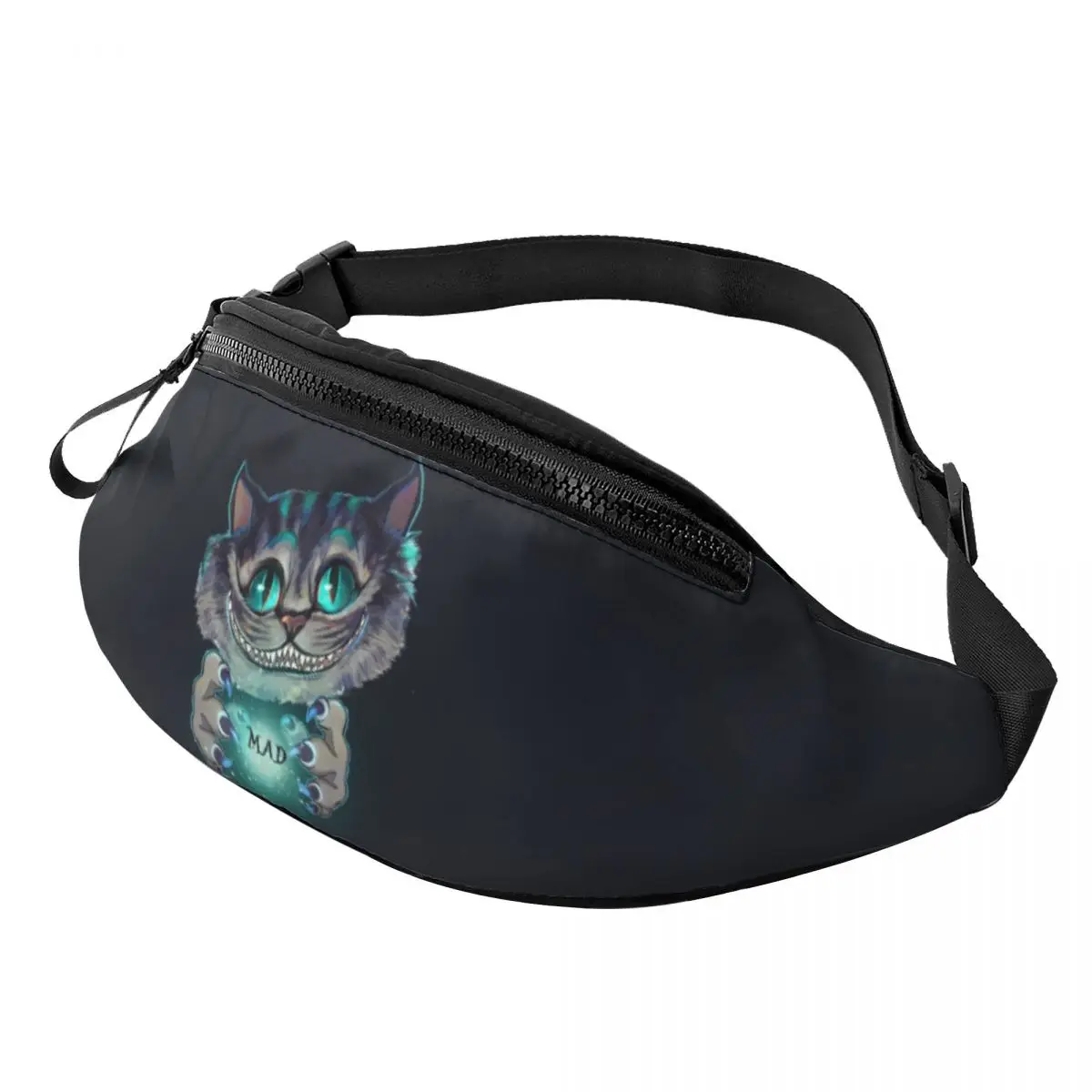 Custom Mad Cheshire Cat Fanny Bag Crossbody Waist Pack Men Women Traveling Phone Money Pouch