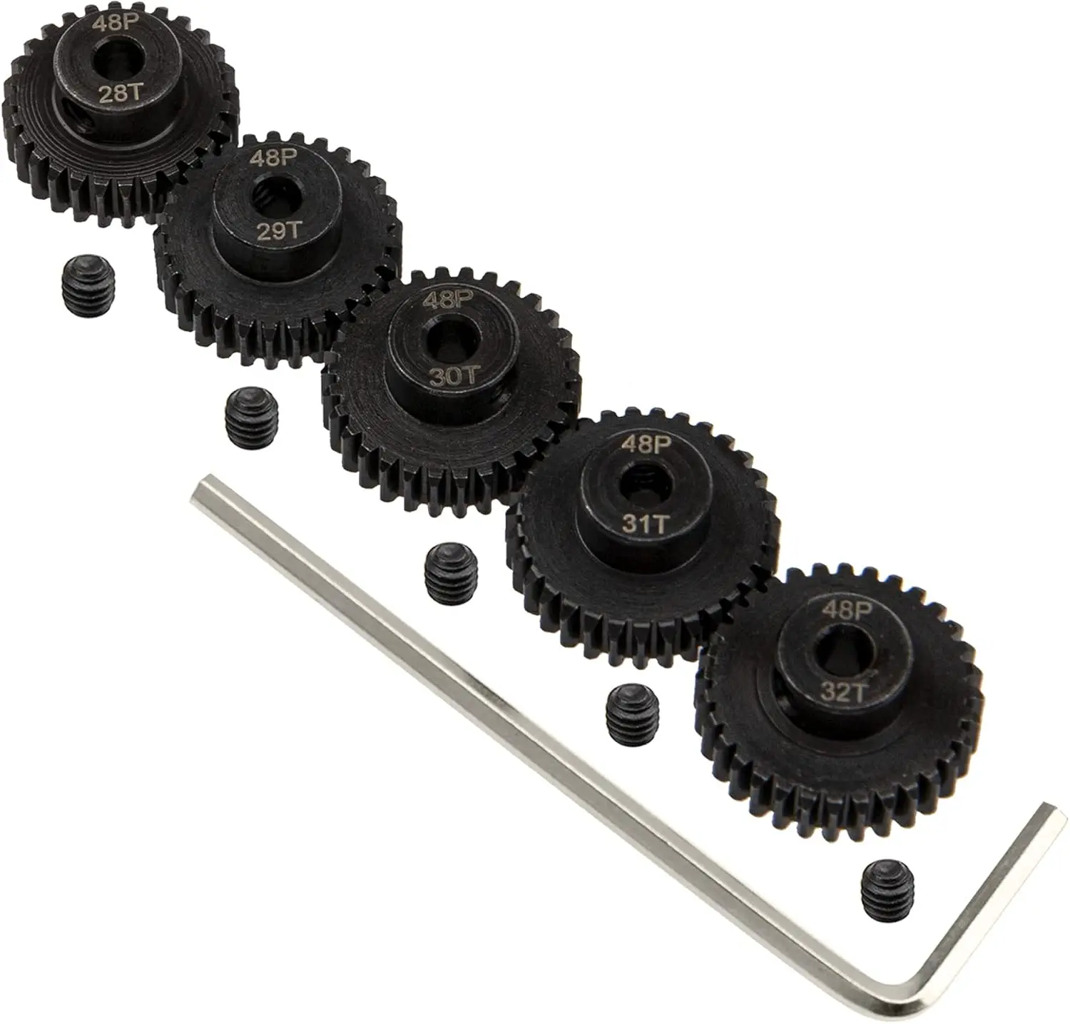 

5-Pack Steel 48P Pinion Gear Sets for 3.175mm Shaft, Compatible with RC Cars and Trucks