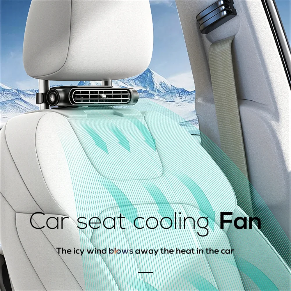 

Car Seat Fan Backseat Cooling Fan Front Rear Seat Headrest Cooling Air Fan USB Powered Adjustable Strap Car Interior decor Fan