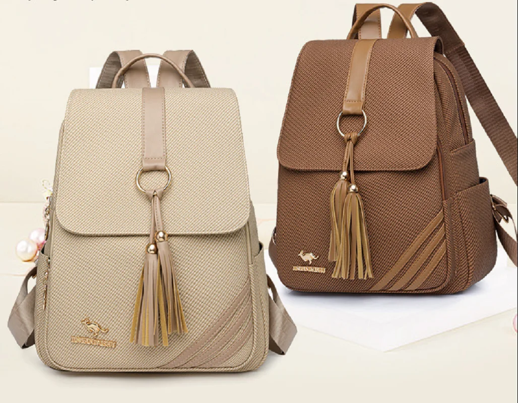 

New High Quality Leather Backpacks Women's Fashion Korean Large Capacity Travel Shoulder Bags Totes Crossbody Bag Schoolbag