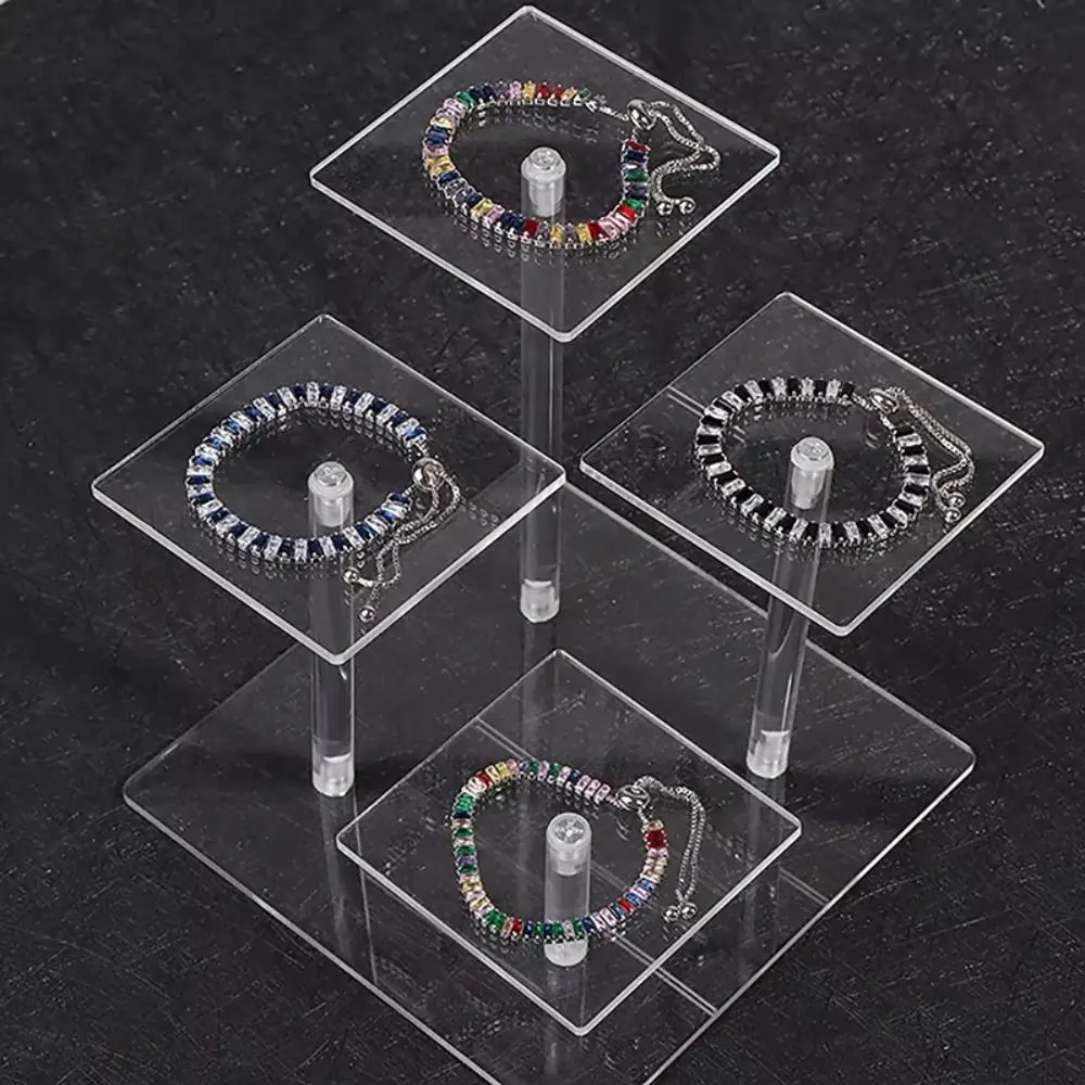 

Removable 4 Layers Display Stand Dust Proof Multi Layer Square Transparent Jewelry Holder Multi-functional Organizer