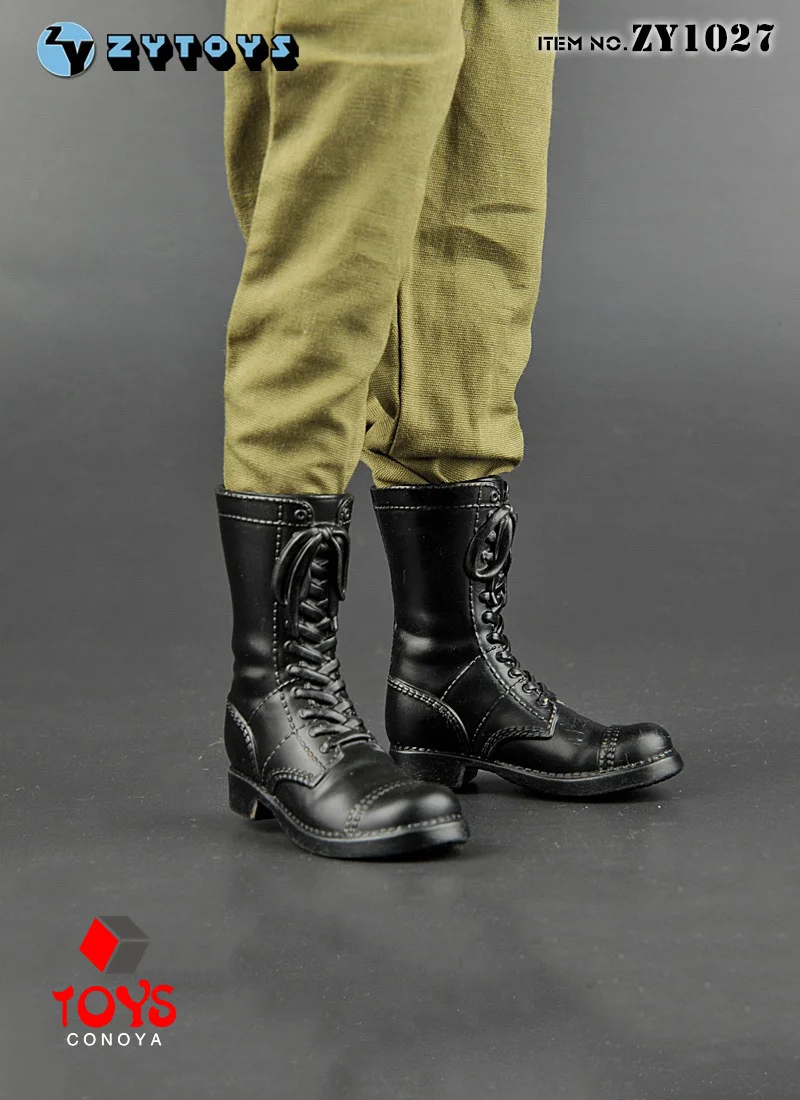 ZY1027 Buty bojowe M42 amerykańskiej armii w skali 1/6, wysokie, ażurowe, model pasujący do figurek żołnierzy męskich o wysokości 12 cali.