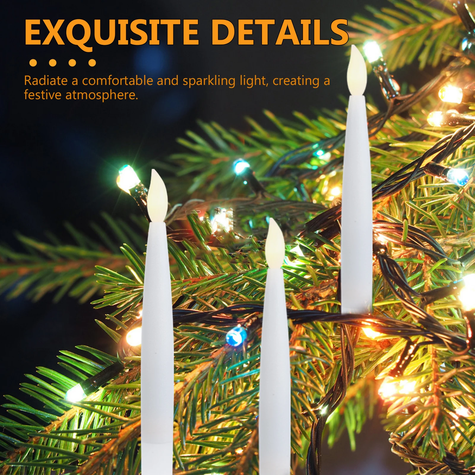 12 set di candele coniche a LED bianche calde, luci senza fiamma in plastica satinata per decorazioni natalizie per l'albero di Natale con lenza da 20 m