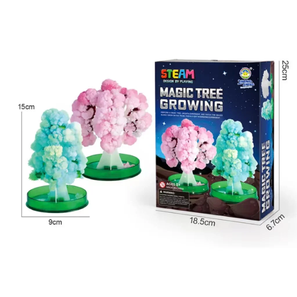 Kit de herramientas hecho a mano para niños, kit de herramientas de cultivo de cristal, árbol de Navidad en 24 horas, manualidades educativas que incluyen 2 árboles,