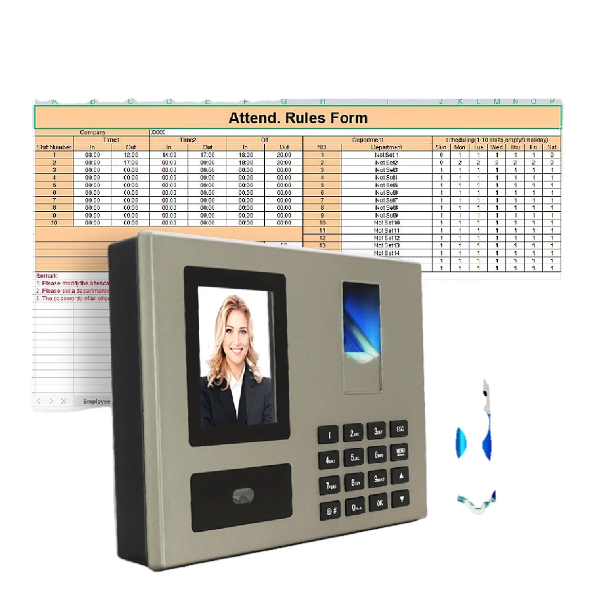 008 FA03 Biometrischer Gesichts- und Fingerabdruckscanner, Clock-in-Zeiterfassungsgerät, Mitarbeiter-Zeiterecorder mit kostenlosem SDK