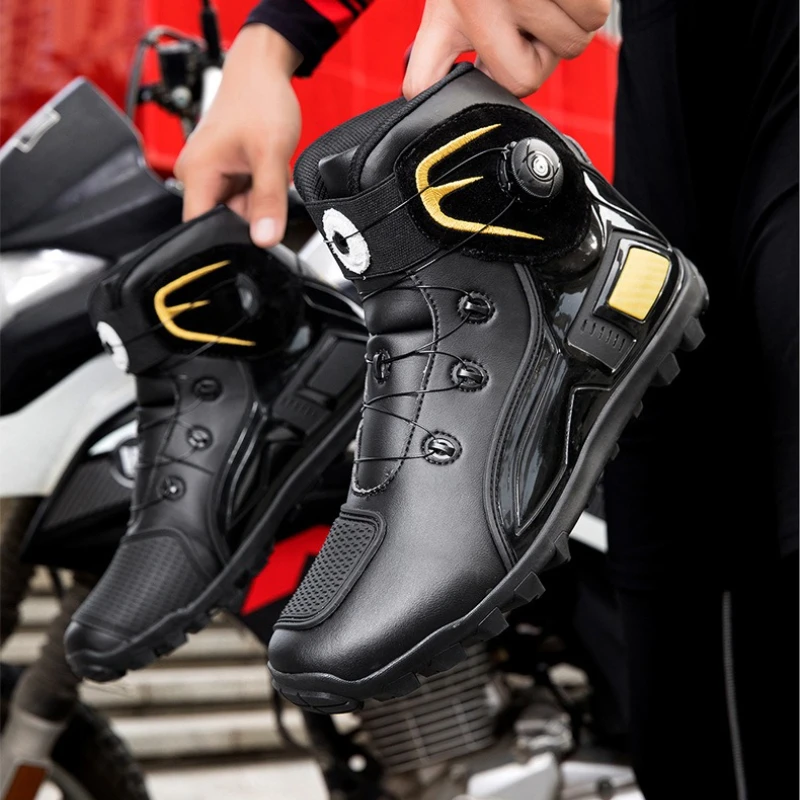

Мотоциклетные защитные ботинки для верховой езды, мужские четырехсезонные велосипедные ботинки с защитой от столкновений, дорожные ботинки для бездорожья, гоночная обувь, ботинки для верховой езды