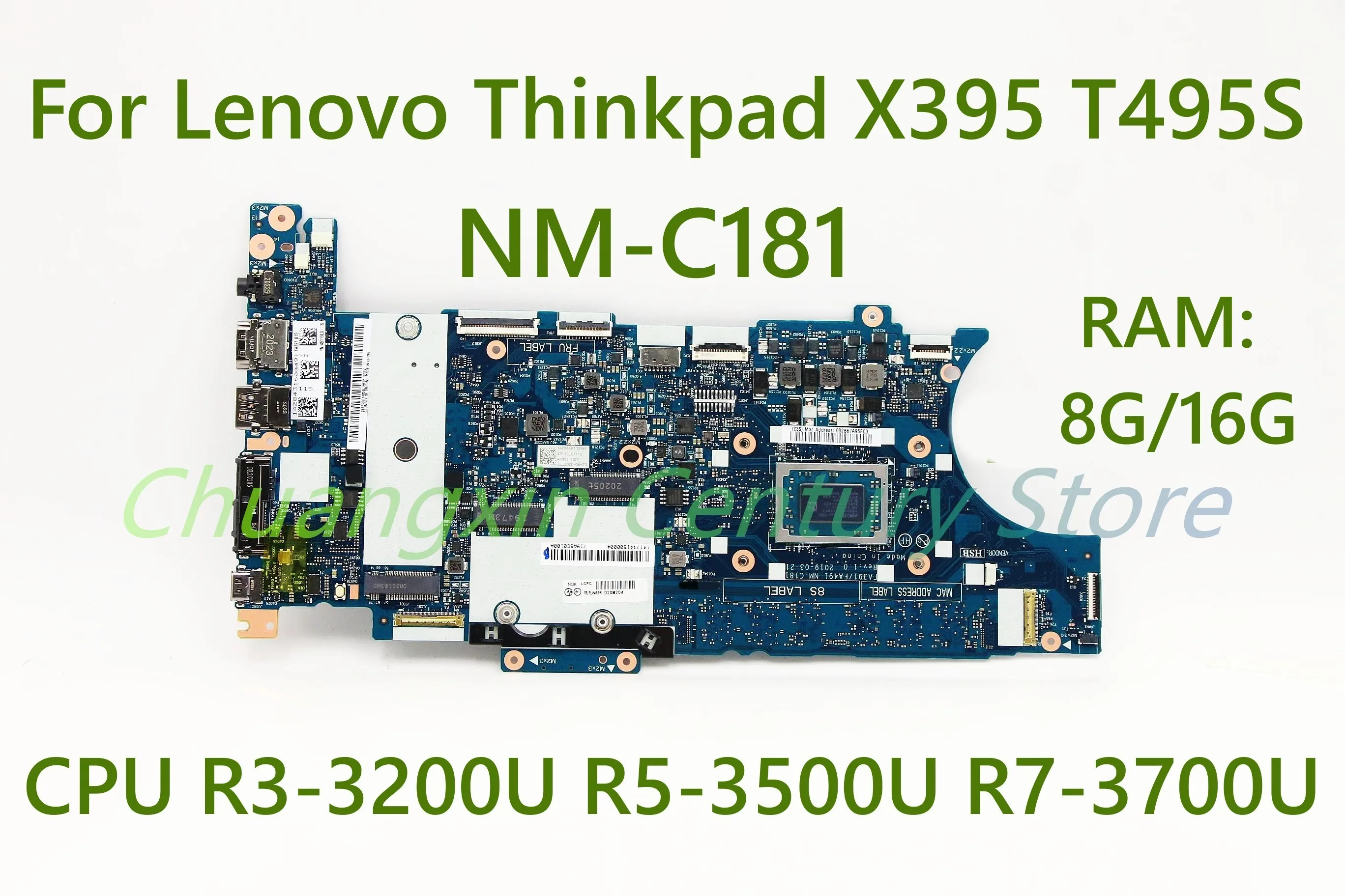 

For Lenovo Thinkpad X395 T495S Laptop motherboard NM-C181 with R3-3200U R5-3500U R7-3700U RAM: 8G/16G 100% Tested Fully Work