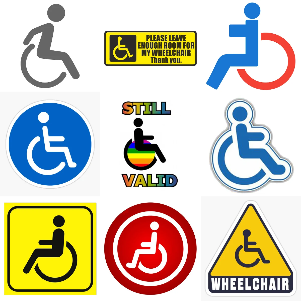 

Disabled Wheelchair Warning Sign Creative PVC Stickers for Car Helmet Window Fridge Wall Room Decoration Accessories