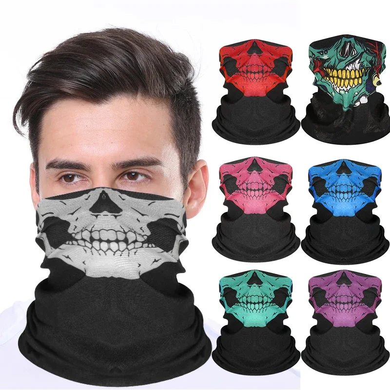 Skull Pattern Ourdoor Cycling Hiking Camping Hunting Running Neck Tube Scarf Bandana Motorcycle Face Mask Magic Scarf Halloween