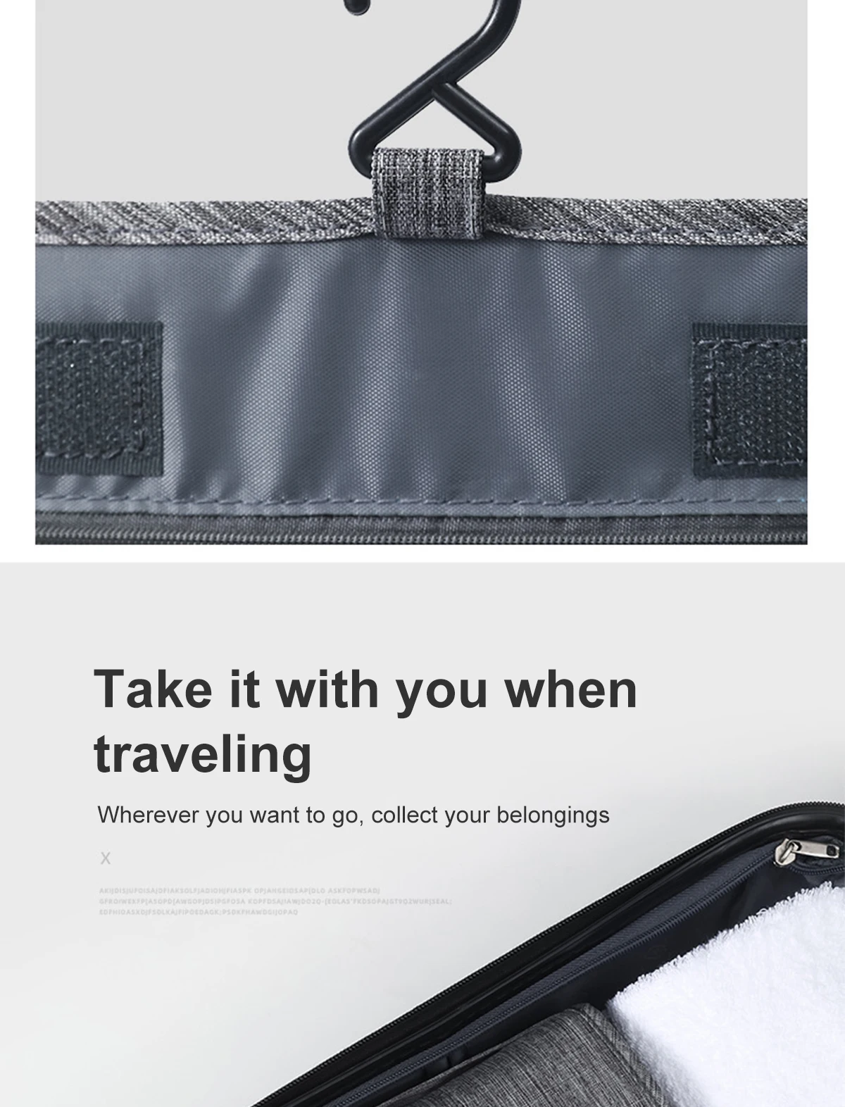 Reise-Kulturbeutel mit großer Kapazität, multifunktionale tragbare Kosmetiktasche mit Haken, Aufbewahrungstasche für Herren, Reise-Aufbewahrungstasche – Detail 10
