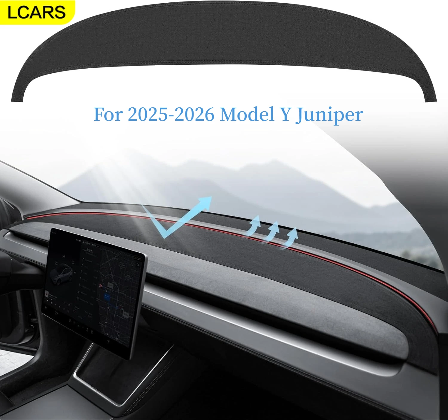 

Подходит для Tesla Model Y: [Антибликовый и пылезащитный] замшевый коврик на приборную панель, совместим с Tesla Model Y 2025-2026, новые аксессуары для приборной панели.