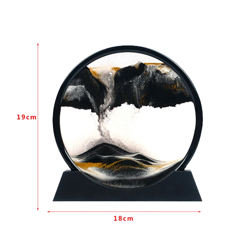 New！1Pcs 3D Hourglass Quicksand Moving Sand Art Pictures Round Glass Deep Sea Sandscape Craft Flowing Painting for Office Home view 6