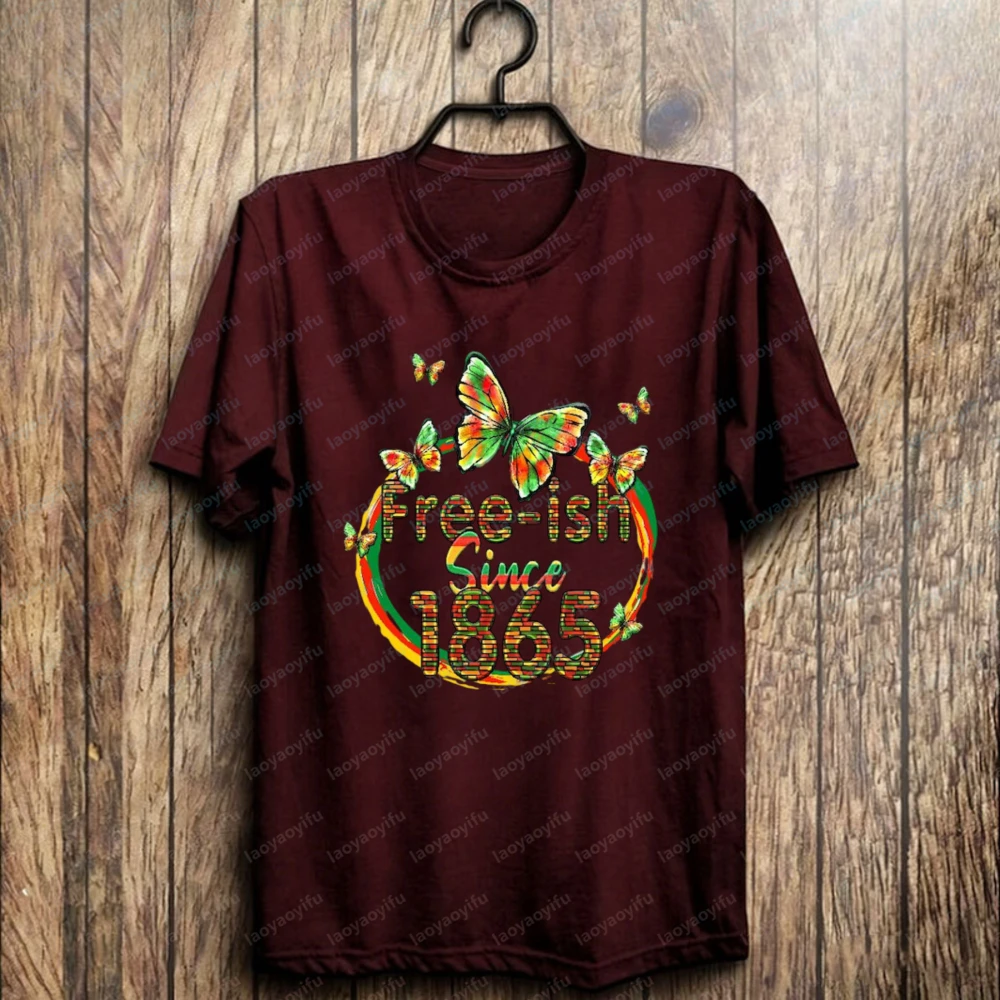 Free-ish Since 1865 Celebrating Juneteenth with Butterflies T-Shirt for Men Sweatshirt Trend Vintage Black History Festival Tops