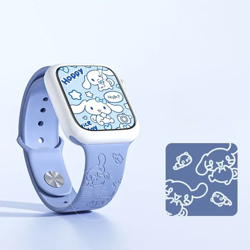 Sanrio Cinnamoroll Strap for Apple Watch Band 44mm 40mm 45mm 41mm 38mm 42mm Silicone Solo Loop bracelet iWatch 8 ultra 7 6 5 3