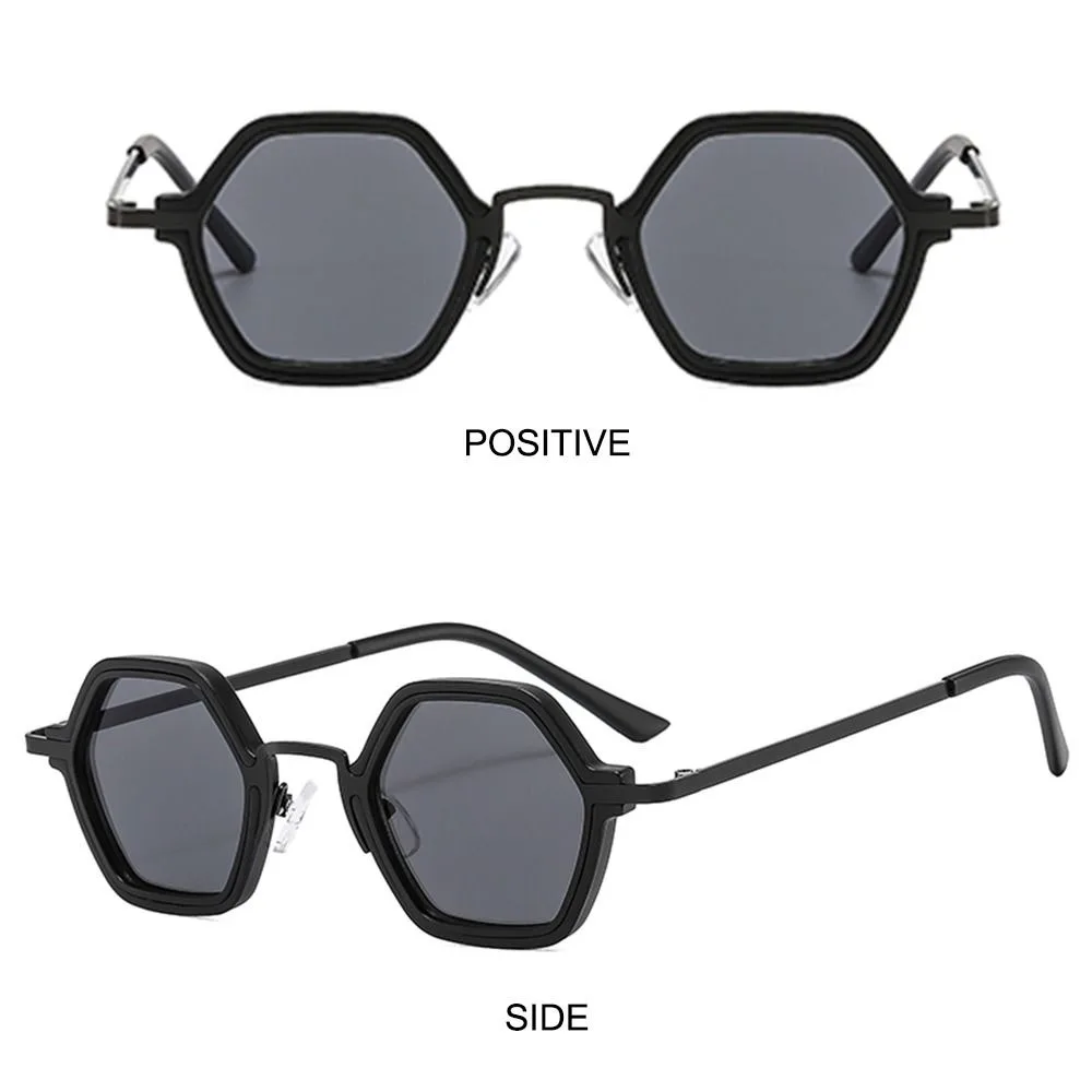 Hip Hop Small Polygonal Sunglasses Trendy Unisex Y2K Punk Shades UV400 Protection Driving Eyewear for Women & Men