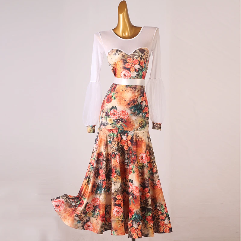 

2022 Woman New Ballroom Dress Long Dance Dress For Women Waltz Standard Costumes MQ112