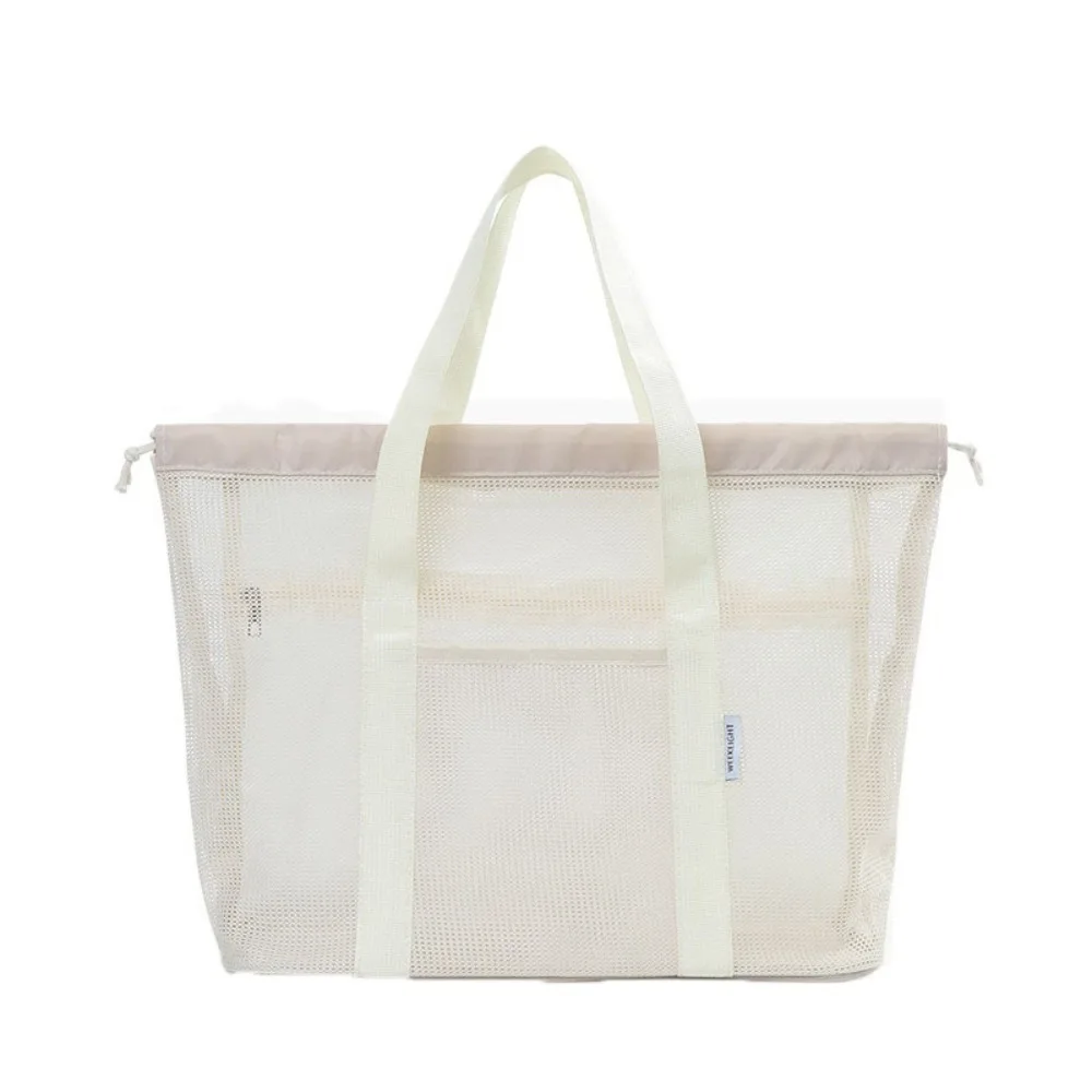 

Drawstring Mesh Shower Bag Hand-held Large Capacity Beach Tote Bag Handbag Collapsible Cosmetic Organizer Case Men/women