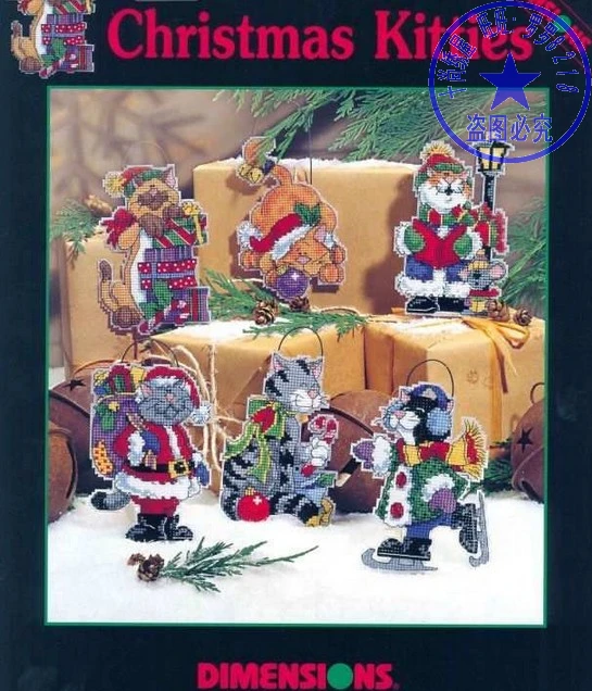 Top Quality Lovely Counted Cross Stitch Kit, Christmas Kitties, Cats Ornament, Christmas Tree Ornaments, DIY, 14, 16, 18, 28