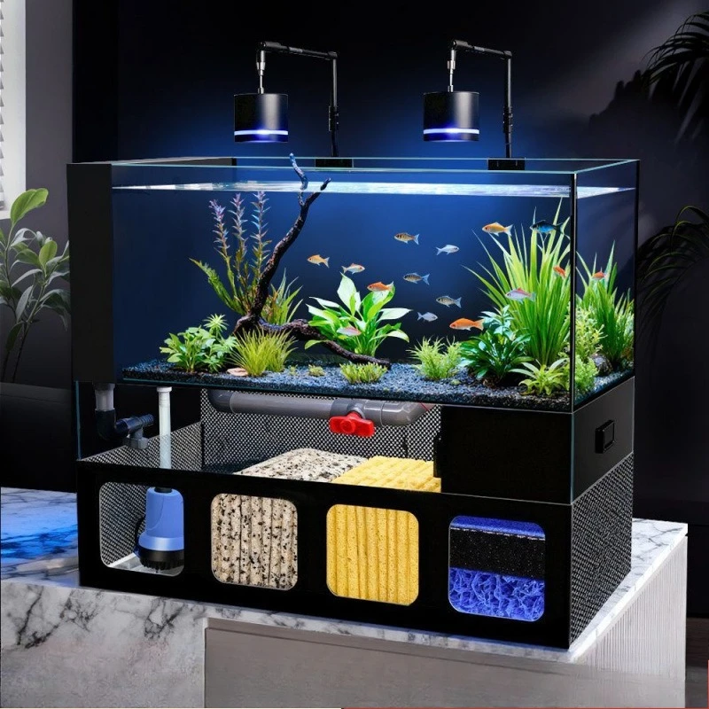Desktop bottom filter fish tank Integrated native stream tank Ecological Lanshou special fish tank Living room fish with