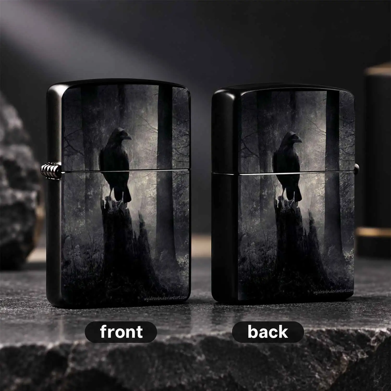 Dark Misty Forest Raven Themed Portable Igniter, Atmospheric Retro Art Decor Carry Item, Practical Gadget For Daily Outdoor Street Use, Unique Cool Gifting Pick, Durable Stylish Distinct Fit For All Scenarios A Humorous And Interesting Ligh