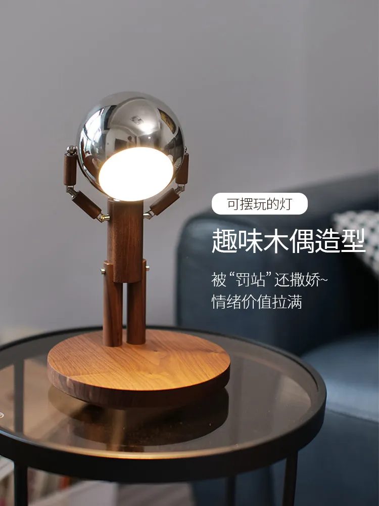 Penalty Station Moon Desk Lamp Birthday Gift Bedroom Bedhead Atmosphere Light Solid Wood Ornament Charging Unlimited Brightening