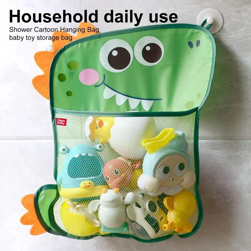 Baby Bath Toys for Kids Storage Bag Bathroom Mesh Bag Shark Strong Suction Cups Net Summer Bathtub Water Game Toy Organizer