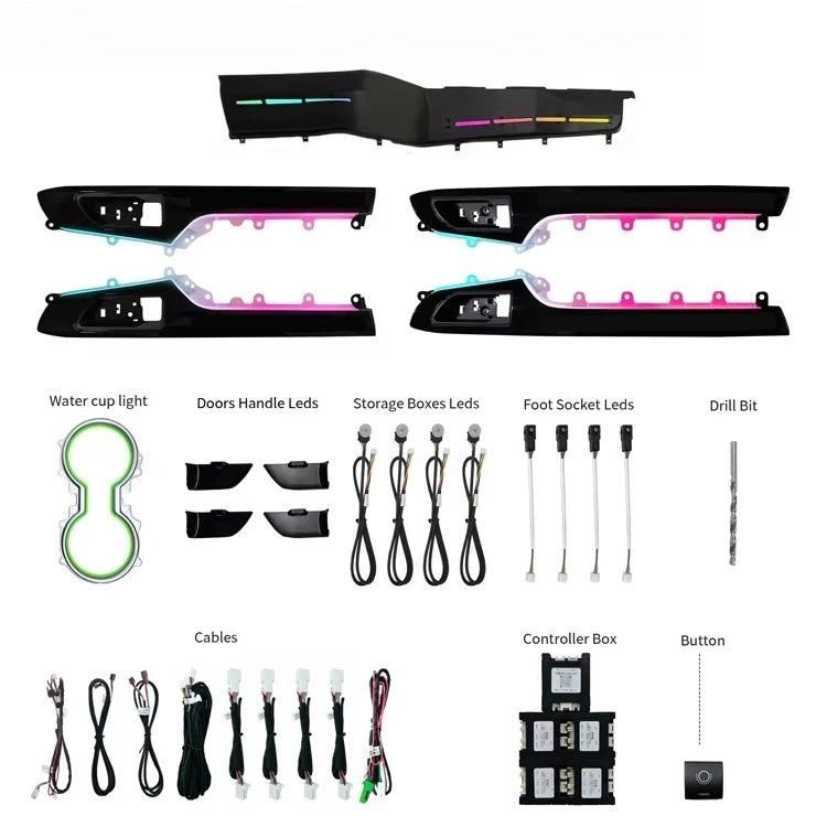 Car Interior Light  Ambient Lighting 2021-2024 64 Colors App Control Atmosphere Lamp