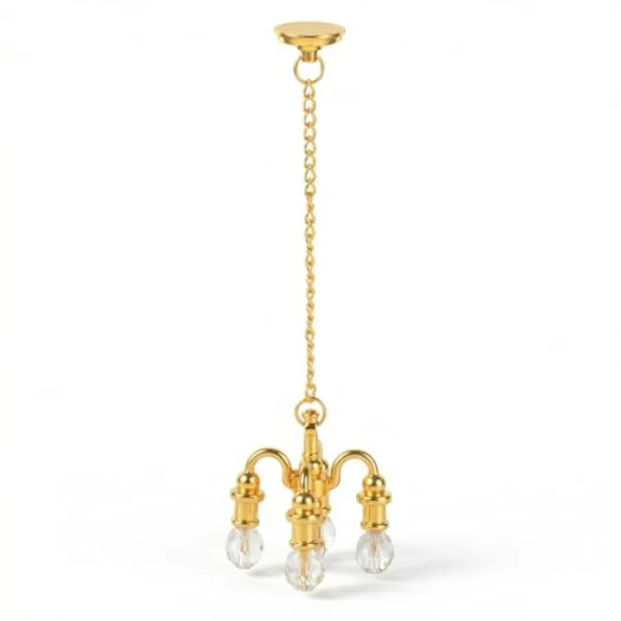 

Dollhouse Chandelier, 1:12 Scale Doll House Lights, 5-Arm Hanging Alloy Chandelier, Pendant Luxury Decor Tiny Chandelier, Mini