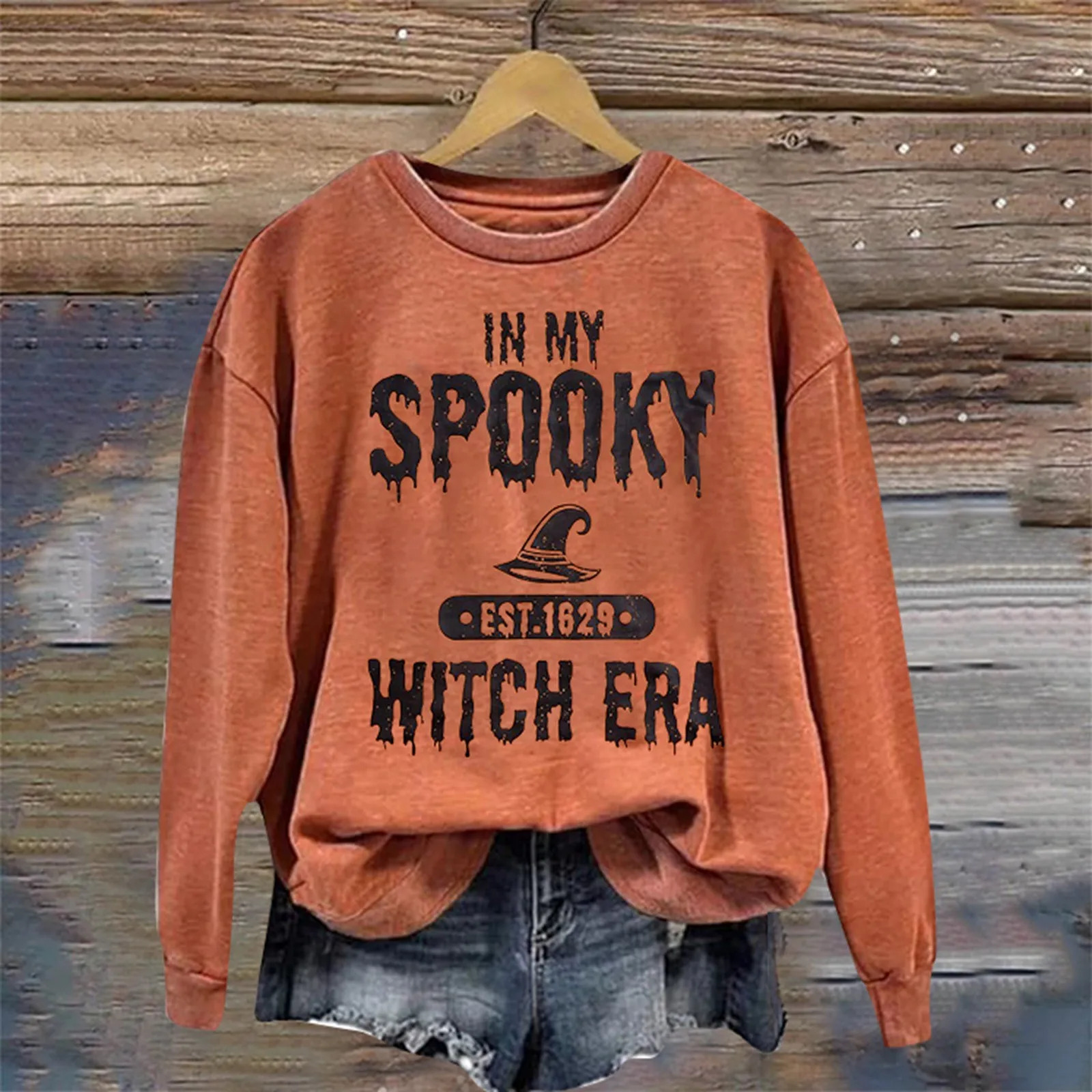 

Halloween Letter Printed Sweatshirt Women Crew Neck Long Sleeve Sweatshirt Pullovers Tops Autumn 2024 Fashion Streetwear