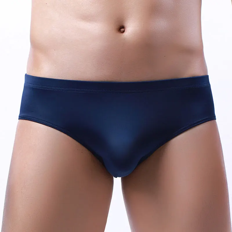 Ice Silk Men\'s Underwear Sexy Seamless Nylon Briefs Low Waist Elastic Man Solid Breathable Underpants Bulge Pouch Panties Cuecas