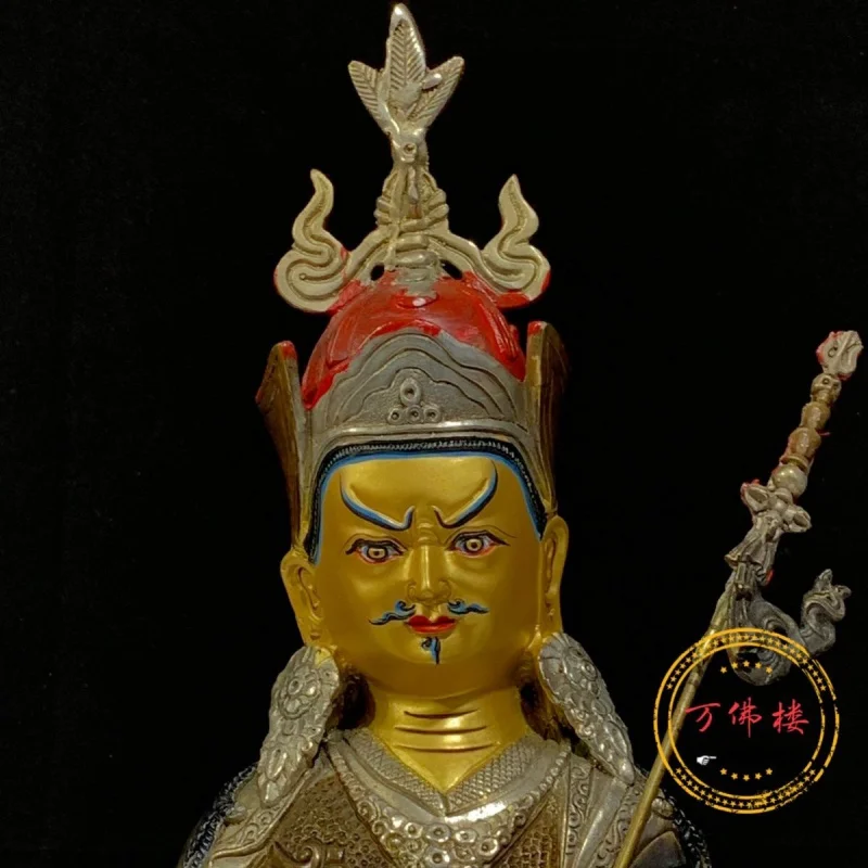 Padma Sambhava Copper Gilt Silver Antique Seiko Buddha Statue 33.33cm Ornaments Tibetan Secret Buddha Table Worship Statue