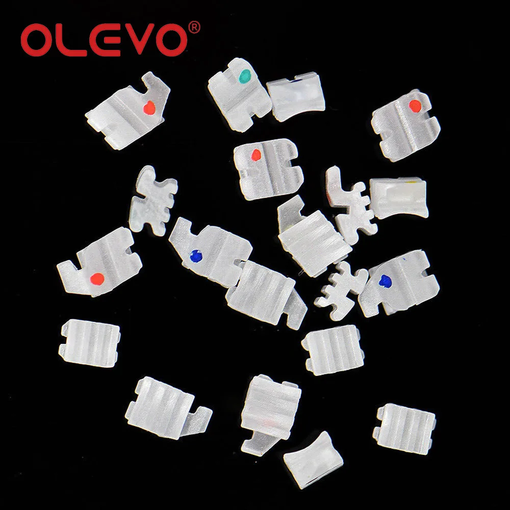 OLEVO 200 Stück/10 Kits Kieferorthopädische Klammern Dental Keramik Zahnspangen für Zähne Unsichtbare Klammer Mini Roth MBT 022 Slot 345 Haken – Detail 6