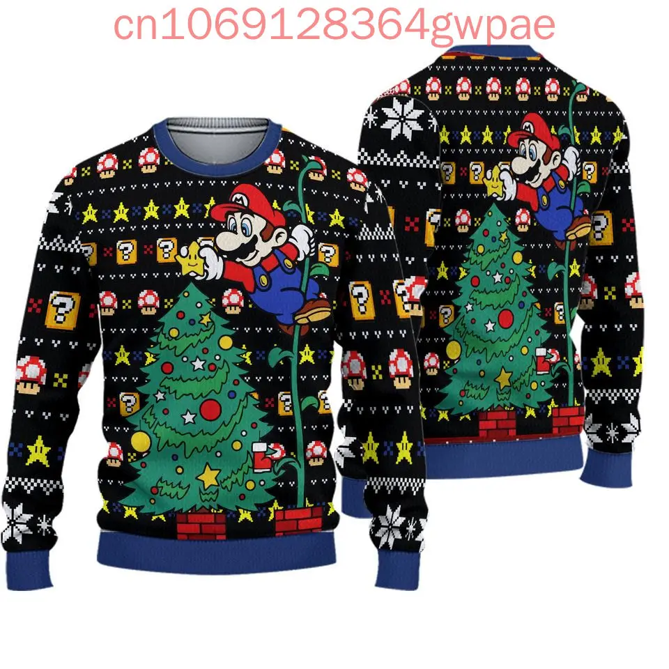 Super Mario Christmas Ugly Sweaters Halloween Gift Disney 3d Print Christmas Ugly Sweaters Fashion Men's Women's Casual Sweater