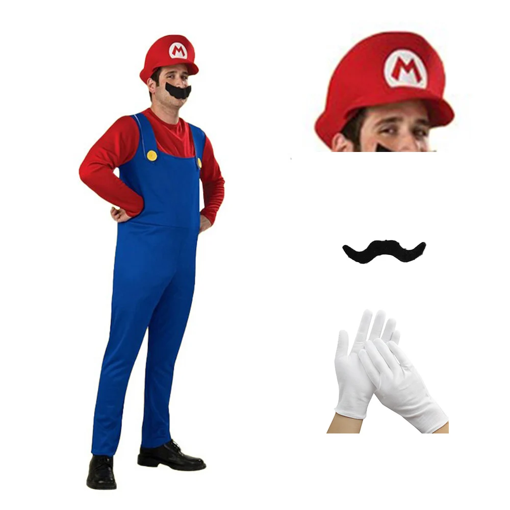 Costume Game Bros Super Luigi Brothers Uniform Set Cosplay Costumes Funny Anime Adult Men Ju mpsuit Woman Dress Halloween view 6