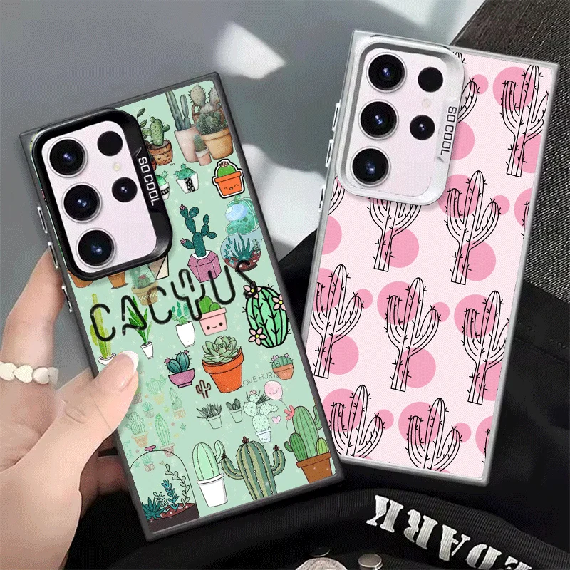 Cactus Pattern Shockproof Phone Case for Samsung Galaxy S26 Edge S25 Ultra S24 FE S23 Plus S21 Cover Anti Fall Fundas