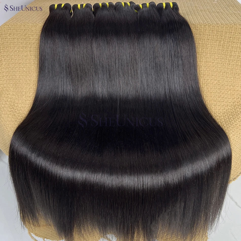 

100% прямые пучки человеческих волос, необработанные необработанные девственные двойные утки # 1B Натуральный черный цвет Вьетнамские наращивания волос