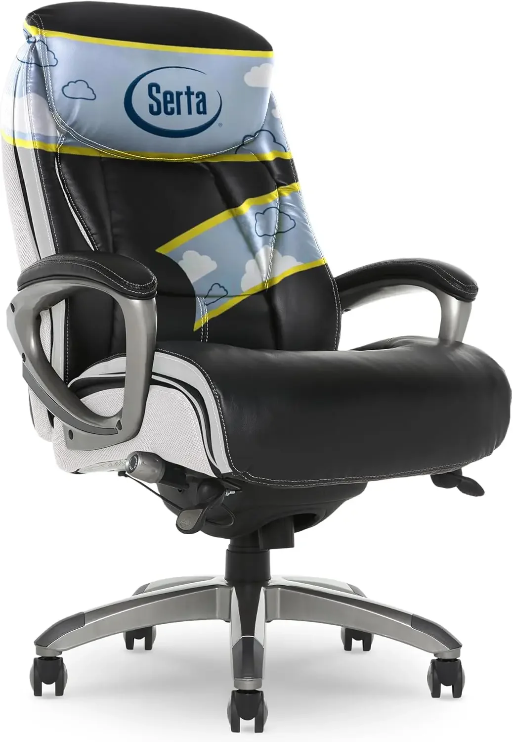 Serta Lautner-silla ergonómica para ordenador, sillón con tecnología de capas inteligentes, cuero y malla, con Lumbar contorneado, para oficina ejecutiva