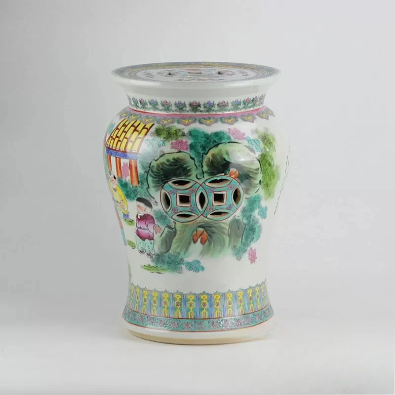Jingdezhen ceramic hand-painted pastel Baizitu ceramic stool
