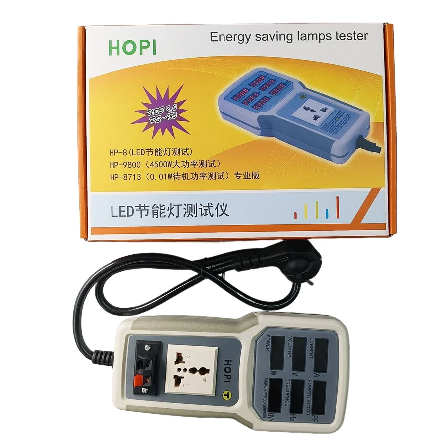 Monitor Penguji Meter Energi Daya Listrik Digital Penganalisis Meter Watt Penguji Lampu Hemat Energi HP9800 0-9999KW Steker UE