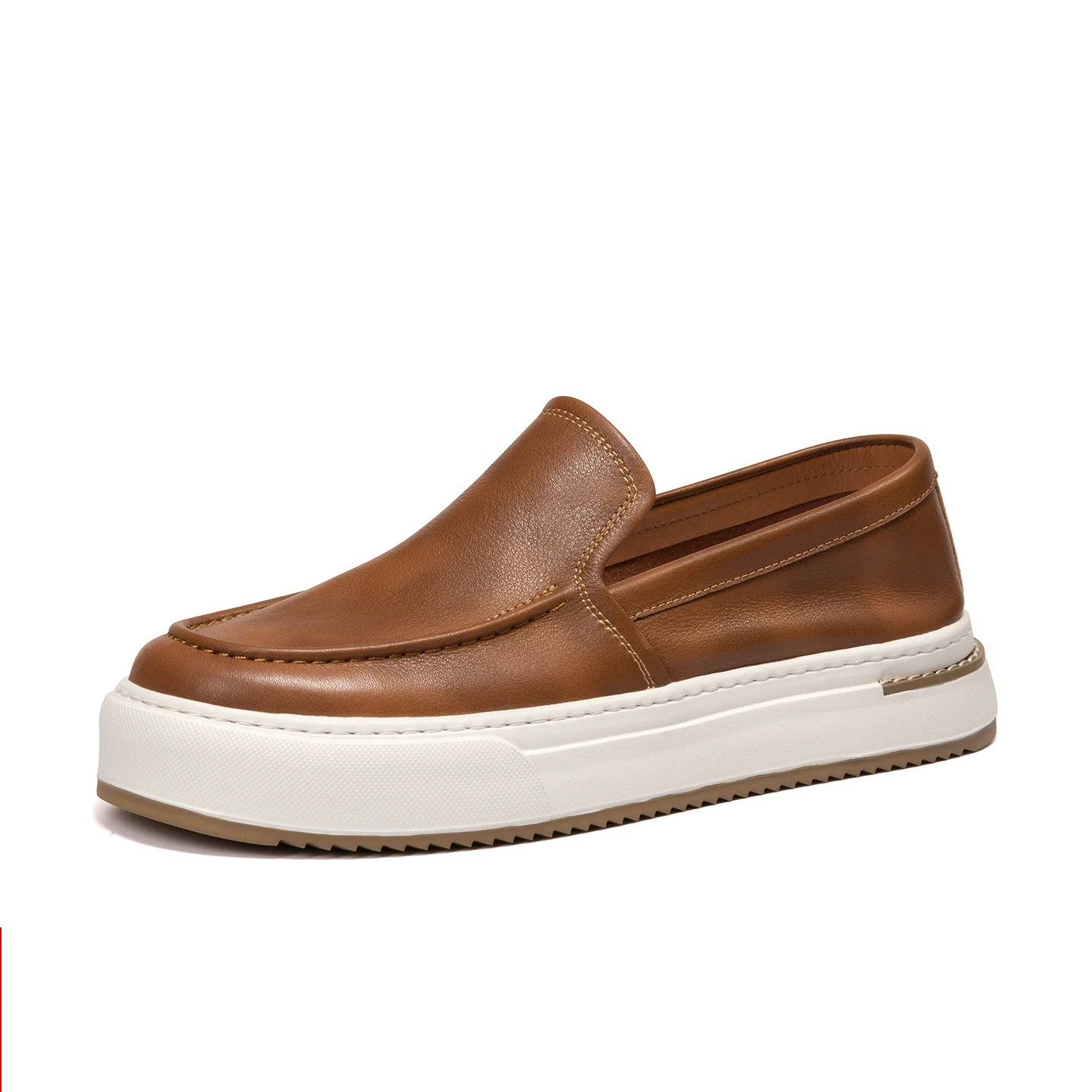 Men's Genuine Leather Loafers Slip‑on Casual Shoes Thick Platform Sole Comfort Walking Dress Shoes for Men