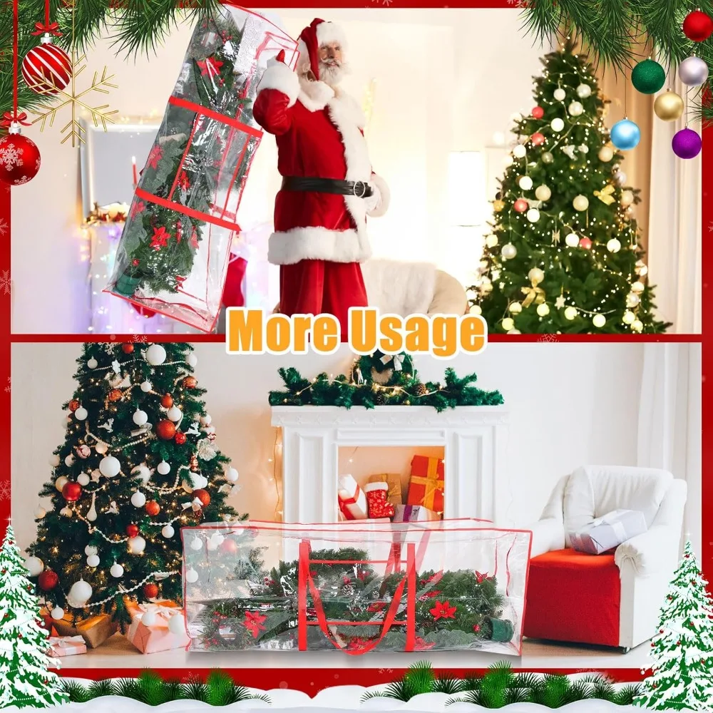 4 قطع من أكياس تخزين شجرة الكريسماس المقاومة للماء بطول 9 أقدام لتزيين عطلة عيد الميلاد #4