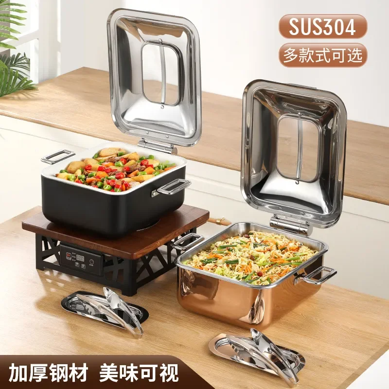 Commercial Buffet Warmer 304 Stainless Steel Induction Chafing Dish Hotel Breakfast Catering Equipment Food Heating Pot 304