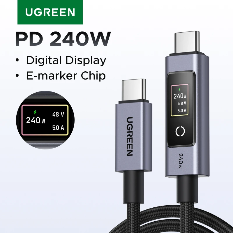 【¥1,514】UGREEN PD240W USB-Cケーブル 2m デジタルディスプレイ搭載-アリエク特価アラート
