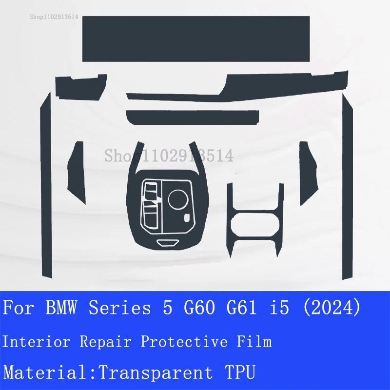 

For BMW 5 Series G60 G61 i5 2024 Interior Protective Film TPU Screen Protector Center Console Dashboard Anti Scratch Car Sticker