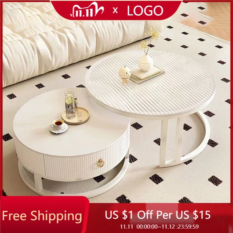 

Nordic Modern Coffee Table Minimalist Elegant Liftable Funky Marble Side Table Round Mesas Pegables Portatil Furniture Sets