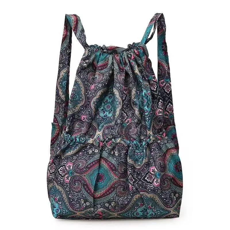 Women\'s Nylon Bundle Pocket Backpack Outdoor Sports Bag Large Capacity Bag